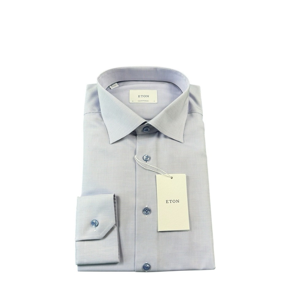 ETON Contemporary Light Pink Blue Patterned L/S Men's Button Front Sz 17/43‎ NWT